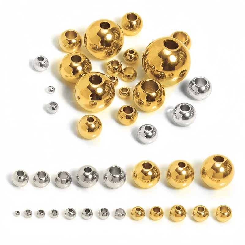 2-8mm Edelstahlperlen, runde lose Abstandsperlen mit Loch für DIY-Bastelarbeiten, Geschenkdekoration, Zubehör für Kleidung. – Detail 2