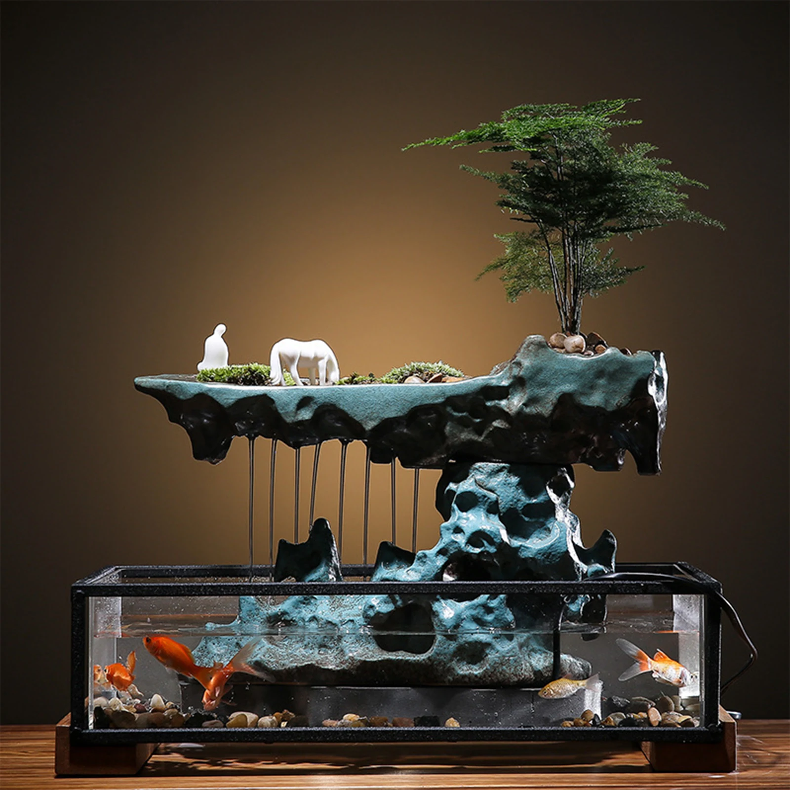 Imagem -03 - Feng Shui Fonte com Rockery Stones Waterfall Desktop Decoração Escritório e Mesa Interior