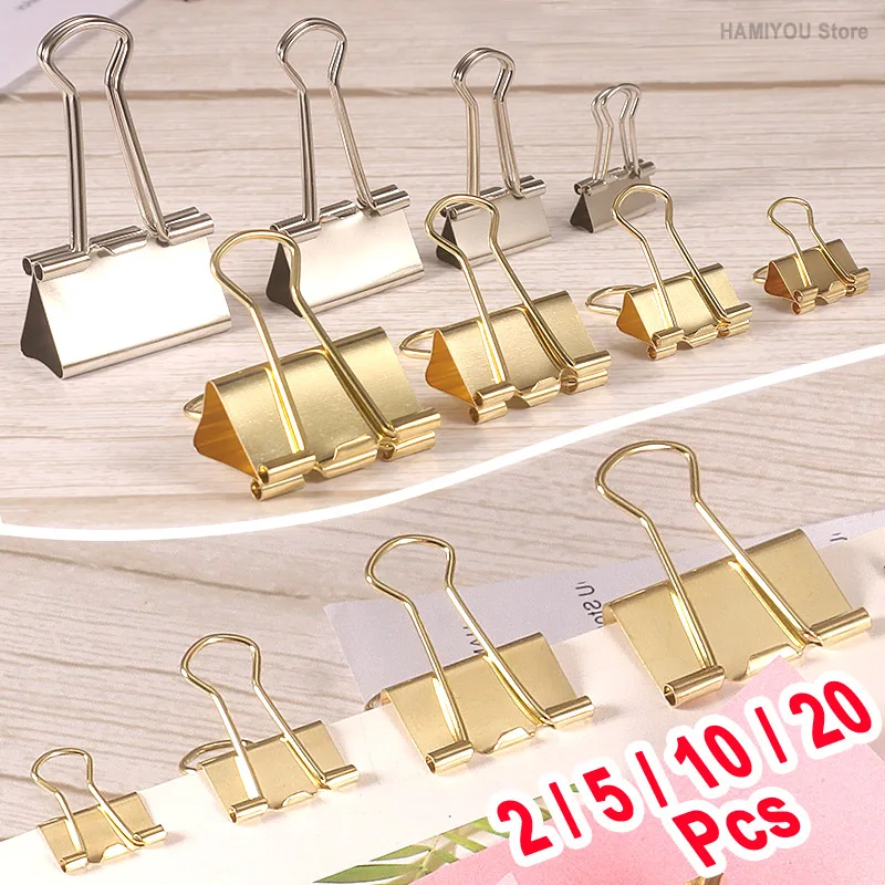 Binder Clips Office Stationery Long Tail Clip Metal Stainless Steel File Document Ticket Securing Clips15/19/25/32mm Gold Silver