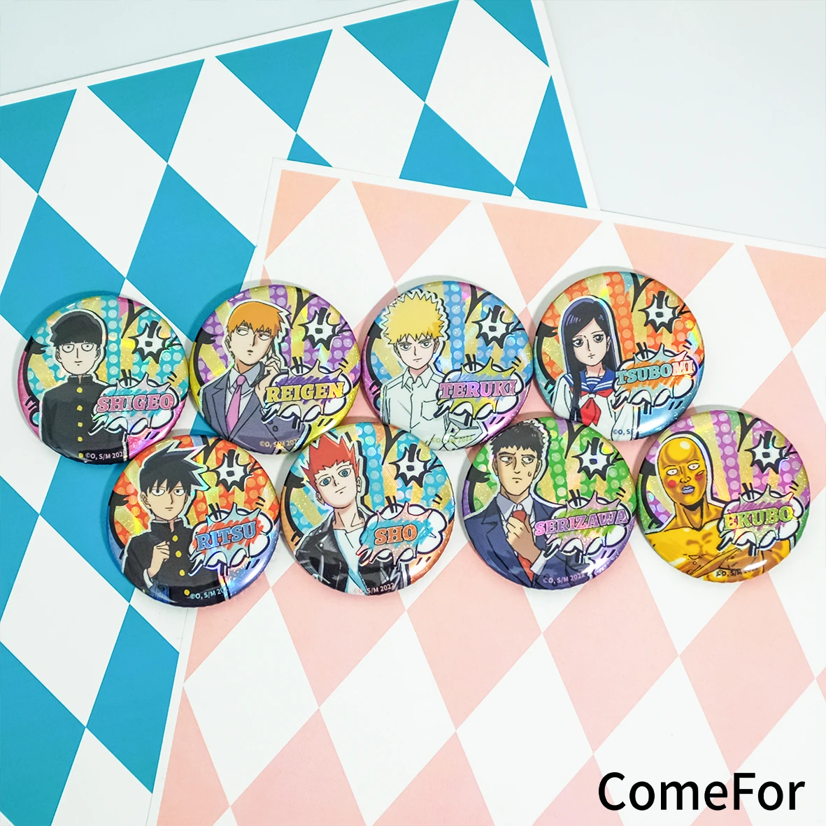 Anime Mob Psycho 100 Mobu Saiko Hyaku Reigen Arataka Kageyama Shigeo Cosplay Cartoon Badge Emblem Brooch Breastpin Xmas Gift