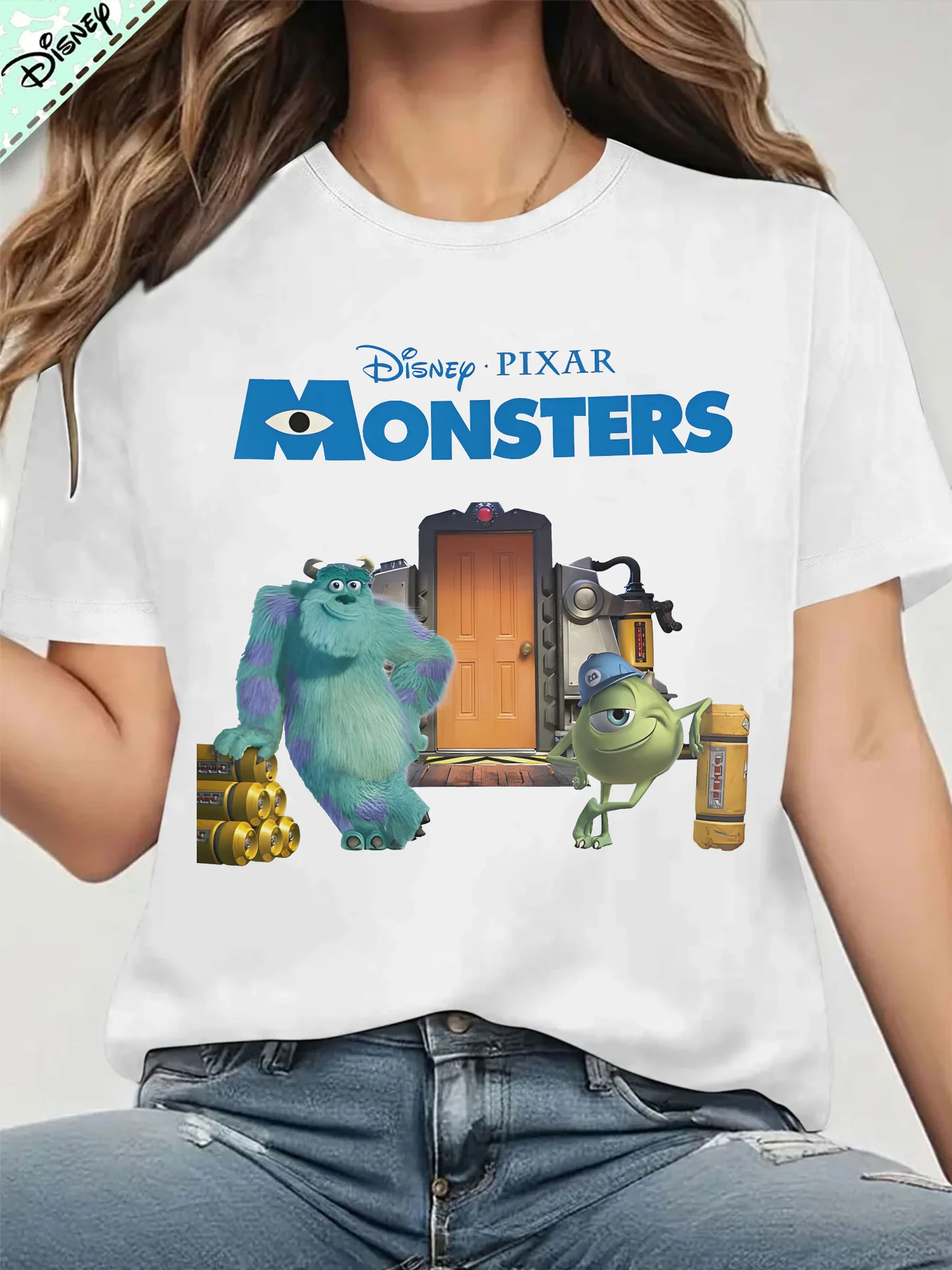 

Disney Pixar Monsters, Inc Scream Factory Movie Poster T-Shirt, Pure Women's T-Shirt, Casual Short-Sleeved Round Neck
