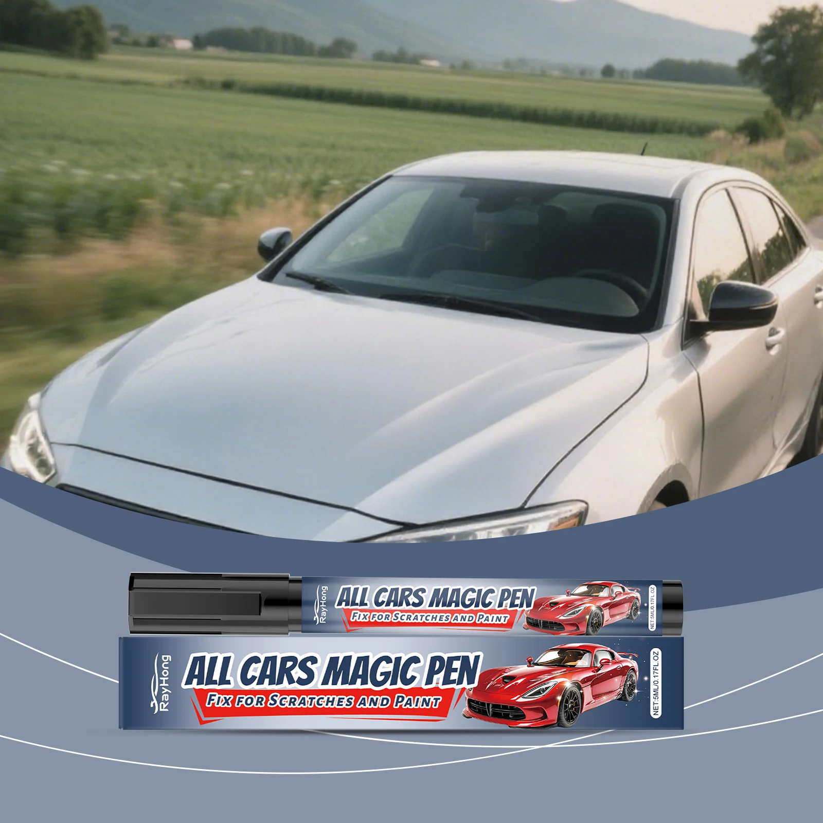 

Car Paint Care Pen, 2-in-1 Car Body Paint Scratch Concealer & Touch-Up Pen, Portable Quick-Use for Paint Restoration & Shine