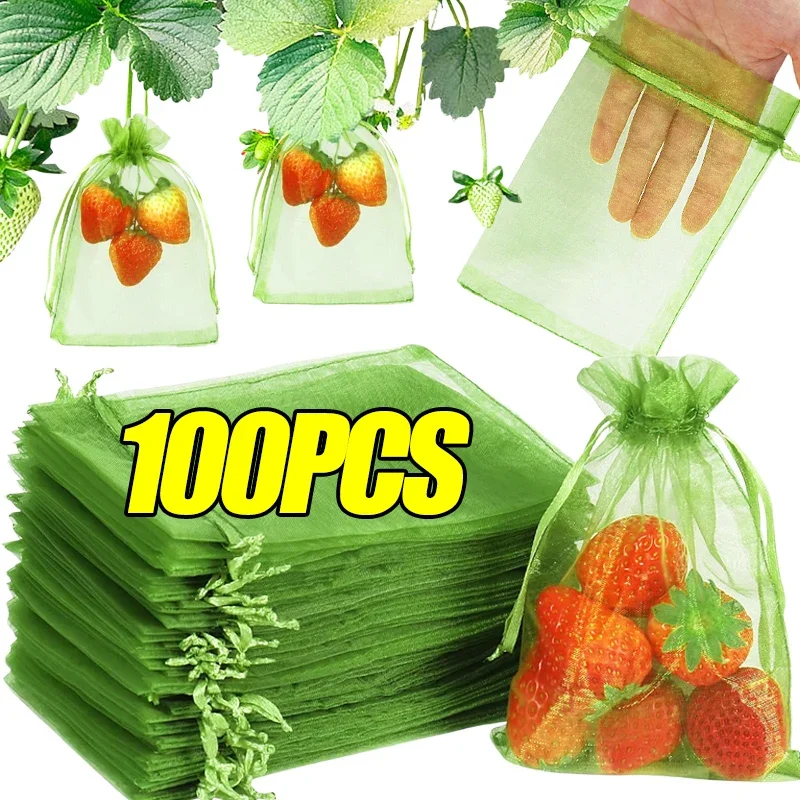 

100/10 шт., пакеты для защиты от винограда и фруктов, сетчатые мешки для борьбы с вредителями, садовые сетчатые мешки для сельскохозяйственных деревьев, садовые принадлежности, сетчатые мешки