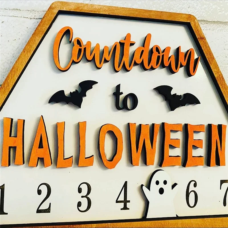 Calendrier de l'Avent d'Halloween de 31 jours, décoration joyeux Halloween en forme de cercueil B avec trois découpés