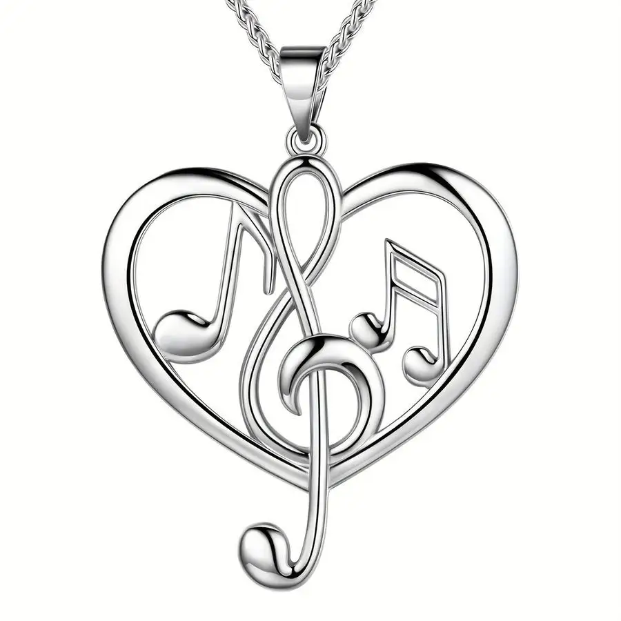 1/5/10/20/50/100pcs Heart-Shaped Treble Clef Note Pendant Necklace Funny Positive Mini Items For Father For sons Men's Fashion A