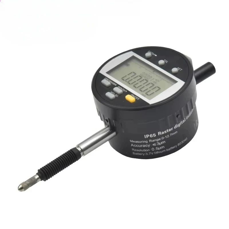 Good stufDigital Dial Indicator 1um Resolution 0-12.7mm Range 7-Button Design IP65 Waterproof 0.001mm Accuracy Steel Measuring T
