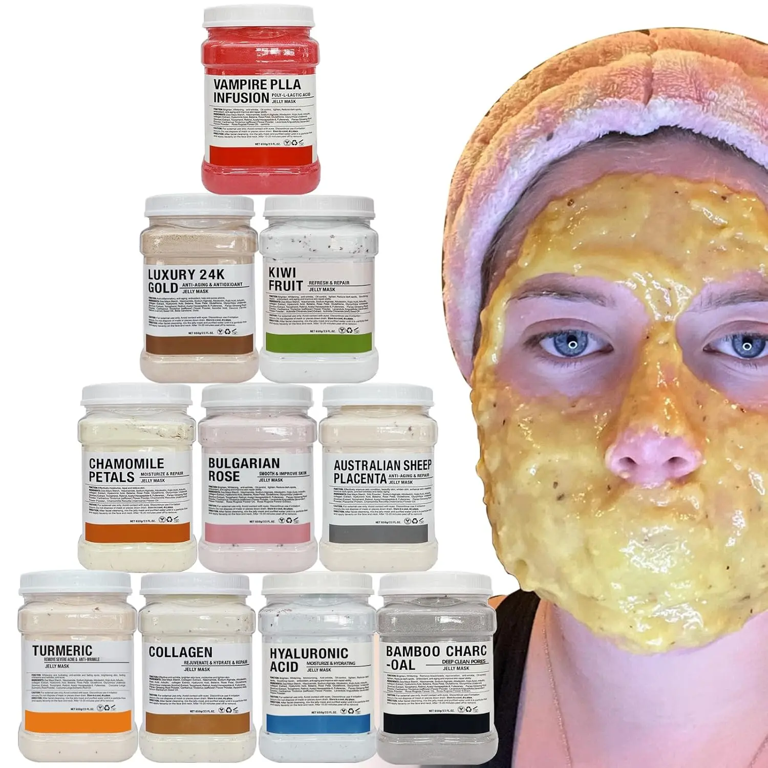 10 Uds. Mascarilla de gelatina en polvo, venta al por mayor, 650G, máscaras Hydrojelly profesionales, uso en salón de belleza, productos para el cuidado de la piel Facial