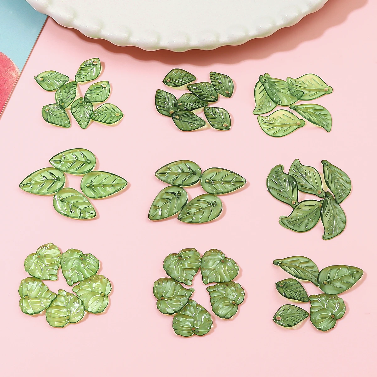 10/50pcs Acrylic Beads Multiple Shapes Leaves Charms for Women Earring Bracelet Necklace DIY Jewelry Craft Making