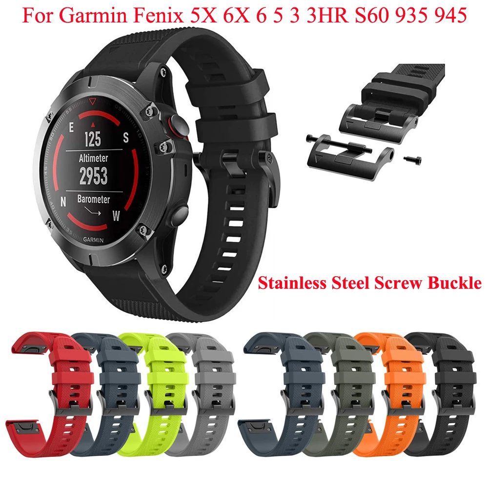 26 22mm  Official Screw Buckle Watchband For Garmin Fenix 7 7X 6X Pro 3HR EPIX Silicone Easyfit Wristband For Fenix 6 5 5X Watch