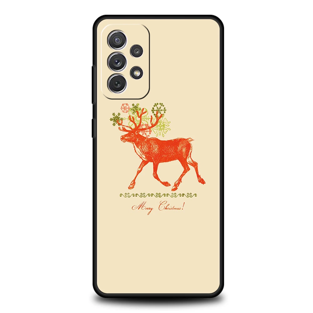 Christmas New Year Gifts Elk Snow Silicone Case For Samsung Galaxy A32 A52 A13 A22 A72 A51 A71 A41 A11 A31 A21S 5G Phone Cover