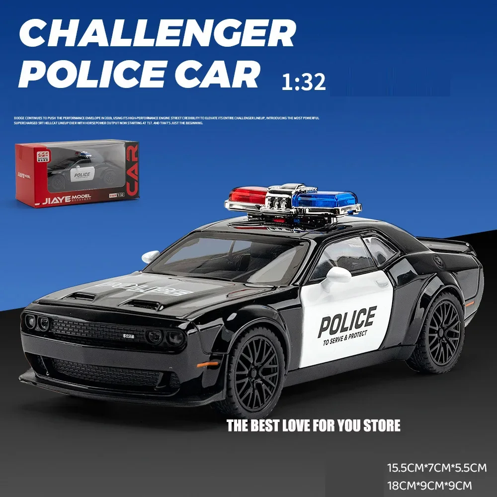 1:32 Dodge Hellcat Poloce Toy Car Die Cast Metel Cars Toy Pull Back Hellcat Model Cars with Sound and Light Hellc for Kids