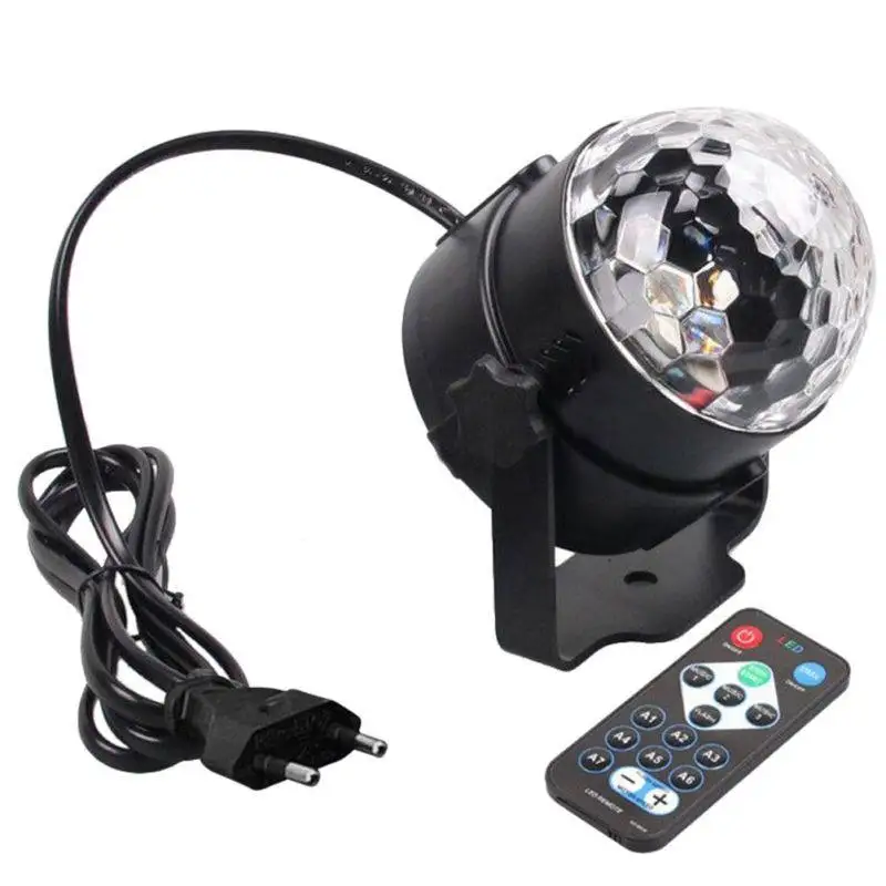 Remote Control Sound Activated LED Crystal Light 7 Changing Colors Modes Rgb Disco Party Stage Light for Birthday Dj