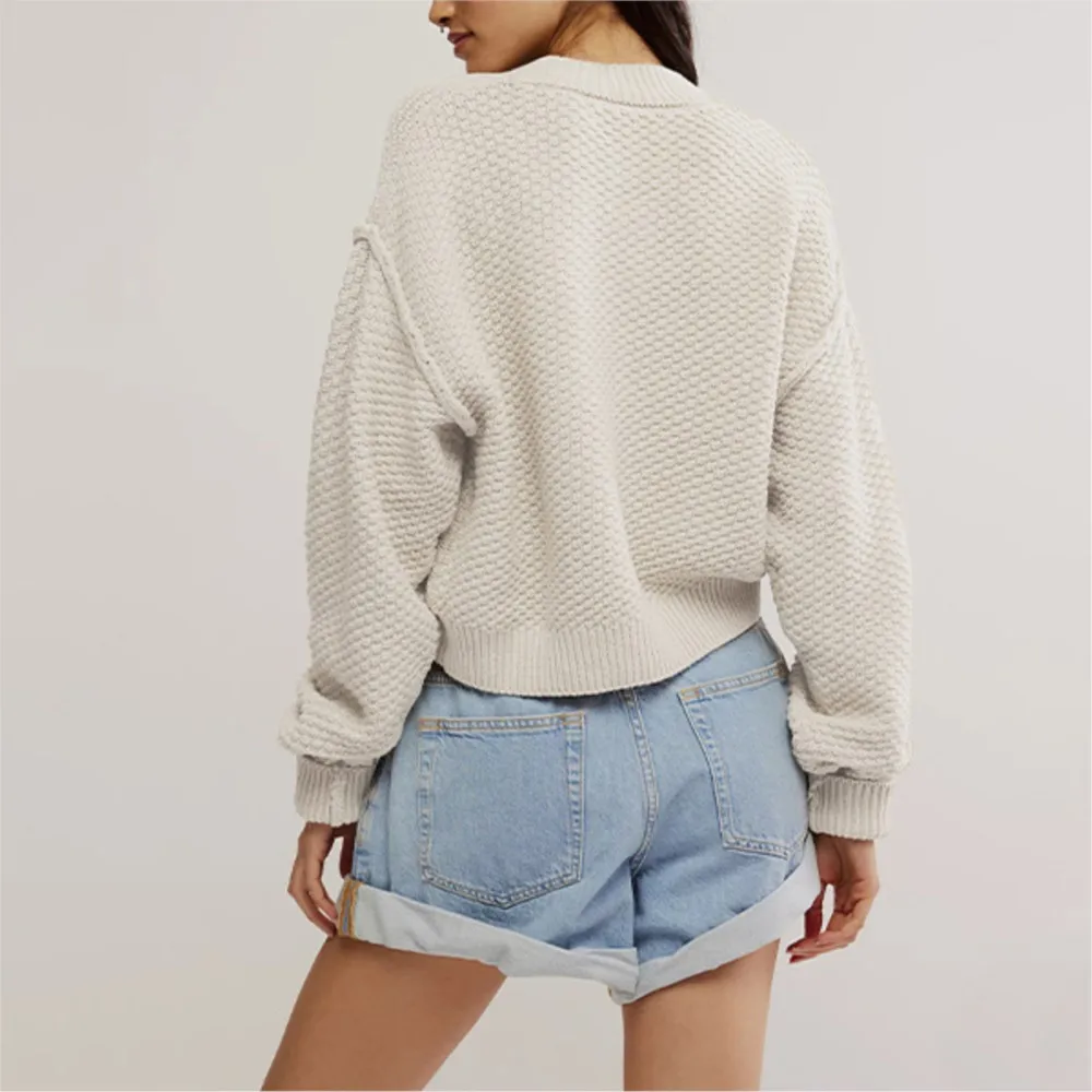 Fashion Knit Single Row Button Women's Tops Autumn Winter Cardigan Casual Solid Color All Matching Trousers Sweater Female Coat