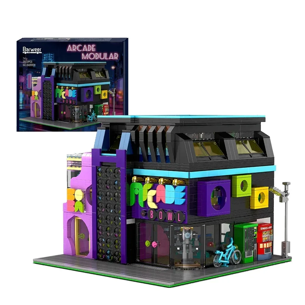 Cyberpunk LED Arcade Room Modulaire bouwstenen Game House City Architecture Model Kit Creatief DIY Speelgoed Volwassenen Cadeau 2600PCS ﻿