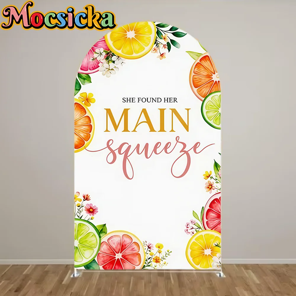 Mocsicka Arch Backdrop Customized Name Fresh Lemon Wedding Banquet Flower Decoration Decor Studio Photography Background