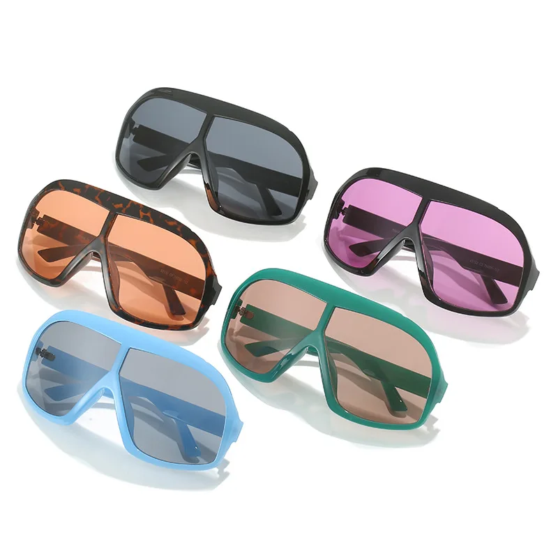 Vintage One-Piece Oversize Shield Sonnenbrille für Damen – Neue Mode Leopard Farbverlauf Sonnenbrillen für Damen – Sexy Fahrbrillen UV400 – Detail 5