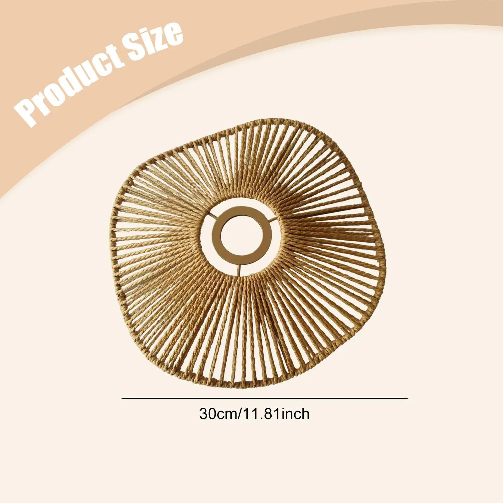 Handcrafted Paper Rope Floor Lamp Shade Vintage Lampshade Living Room Pendant Light Cover for Bedroom Study Café