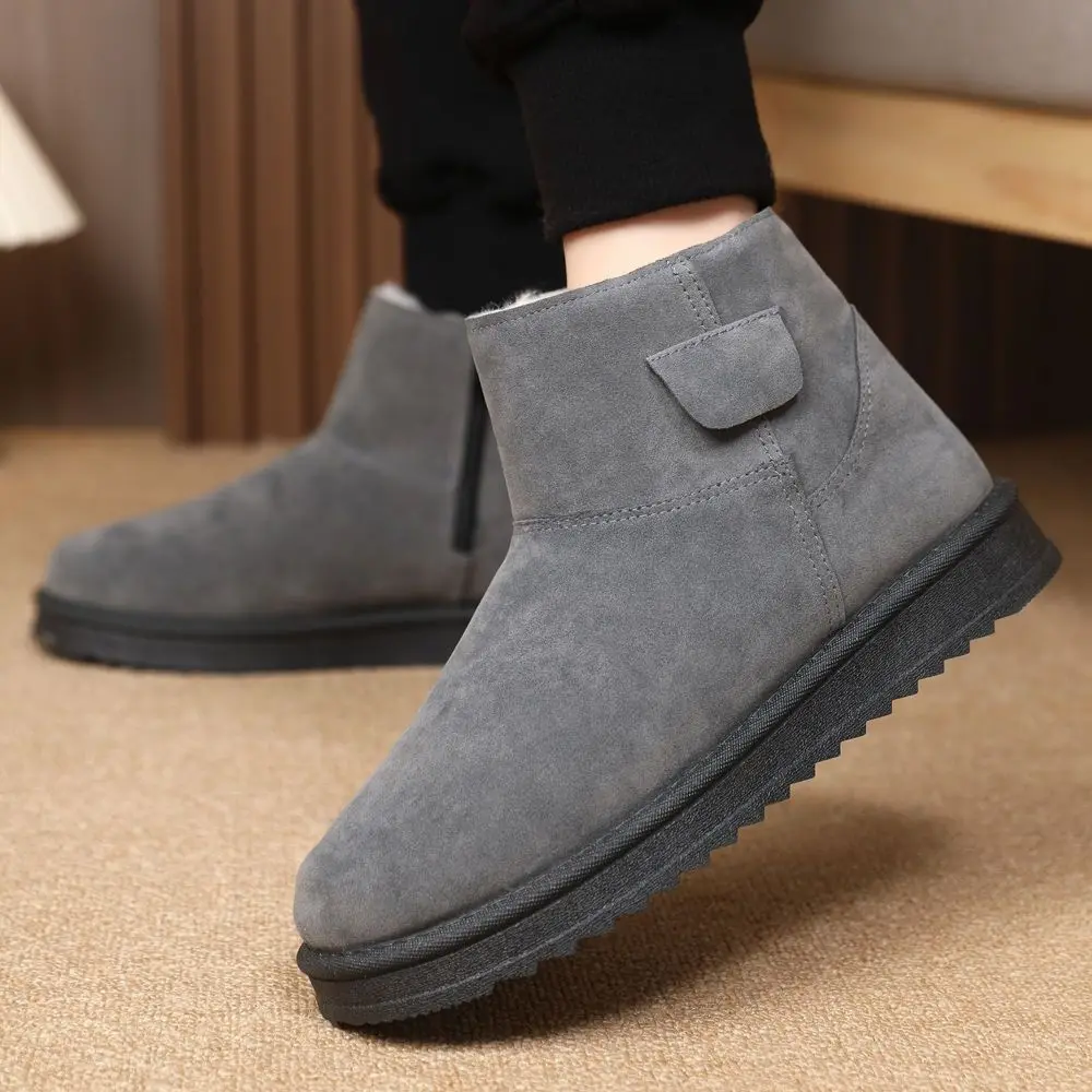 

​Winter New Lined Thermal Insulated Snow Boots Waterproof Chunky Sole Stain Resistant Thick Cotton Warm Outdoor Footwear for Men