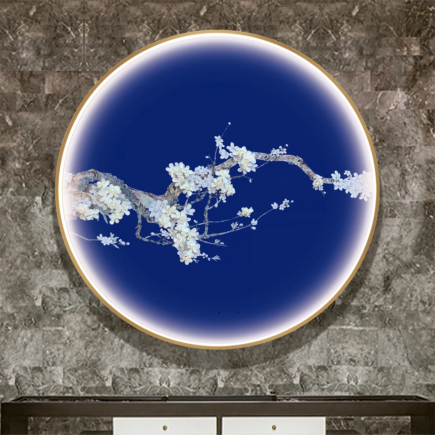 玄関装飾画-ライトラグジュアリーな雰囲気-ledアンビエントライト絵画-新中式リビングルーム-三連画-立体