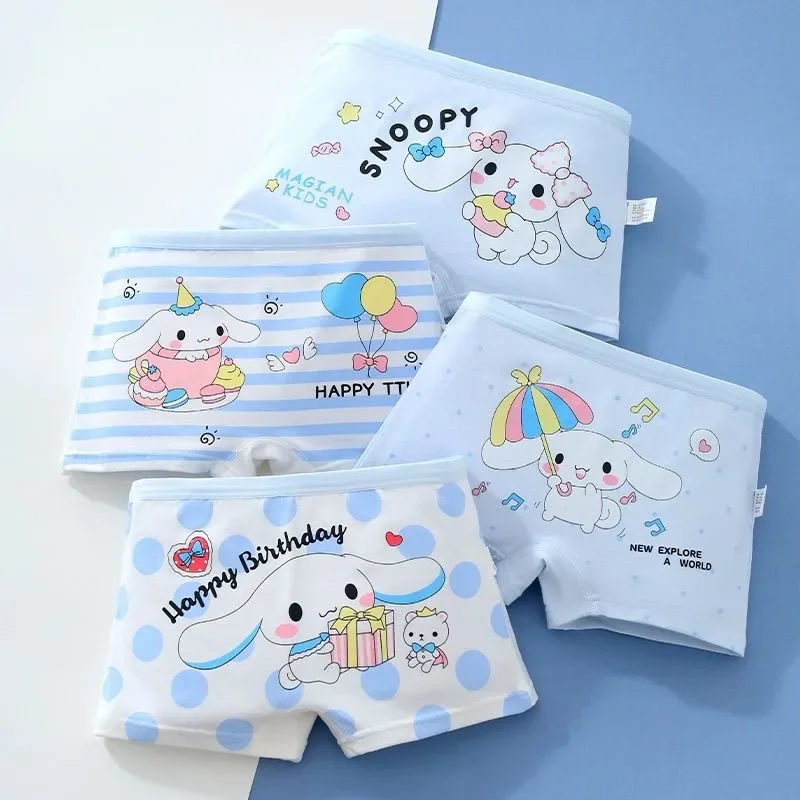 4pcs Kawaii Cinnamoroll Anime Sanrio Underwear Pants Cute Cartoon Sweet Children Underpants Cotton Boxers Gifts for Kids