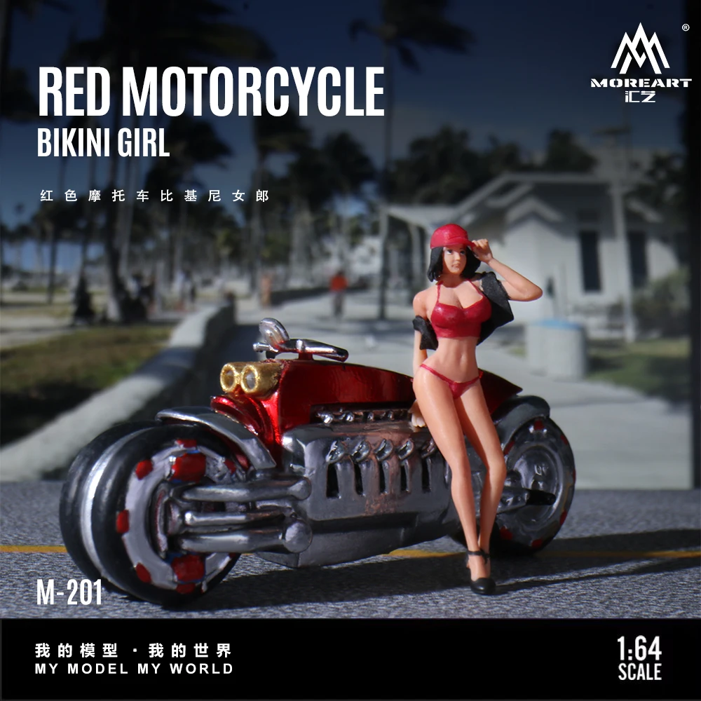 

MoreArt 1:64 Самый быстрый в мире мотоцикл, крутая фигурка девушки, модель из смолы, миниатюрное украшение сцены, подарок и дисплей