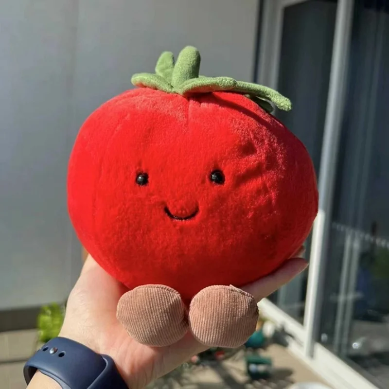 Cartoon Soft Cute Red Tomato Plush Toys Lovely Fruits Stuffed Pillow Vegetable Doll For Girls Kids Birthday Gift Home Decoration