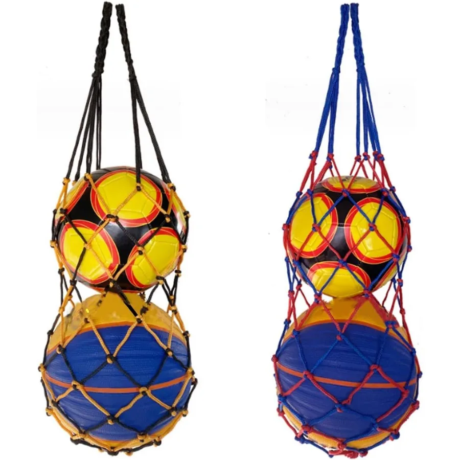 

2PCS Basketball Storage Net BagFootball Soccer Ball Bag Mesh Can Carry Double Balls Nylon Storage Bag Carry Bag