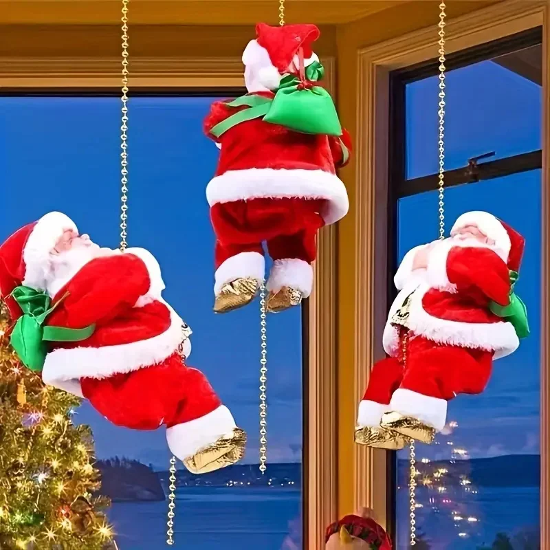 عيد الميلاد الكهربائية تسلق سانتا الديكور سلم احتفالي زخرفة الاطفال هدية مركز تسوق عطلة المشهد عرض الحفلات