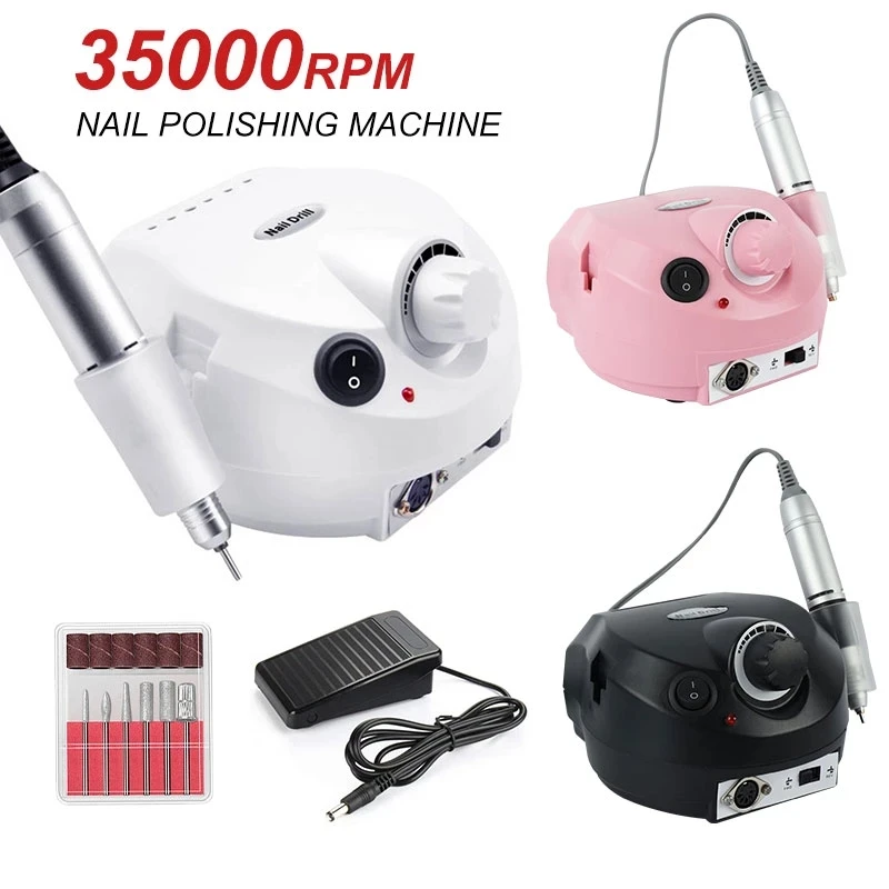 Electric Nail Drill Machine Manicure Pedicure Professional Nail Lathe Low Noise Cutters Nail File Kit