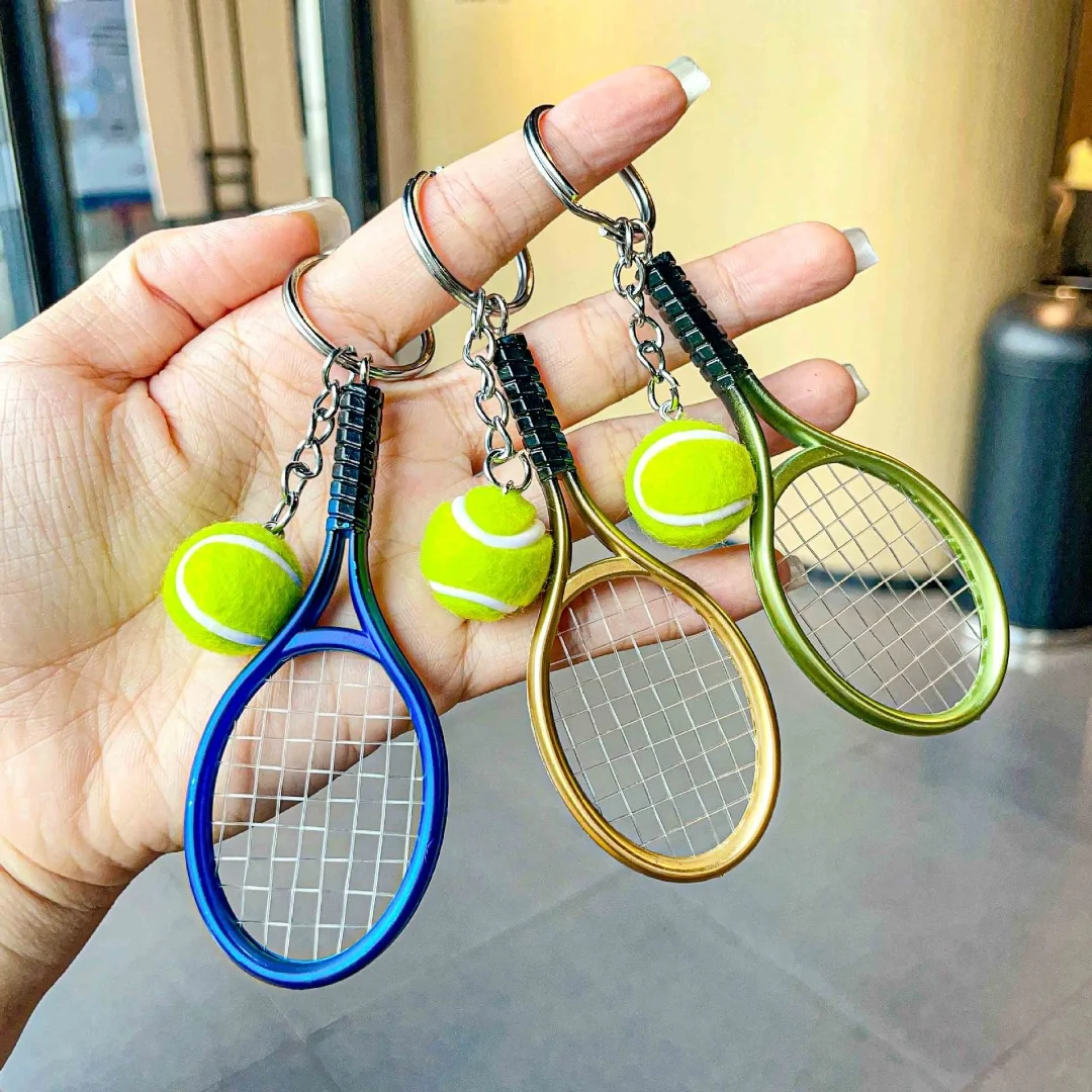 Alloy Tennis Tennis Ball Split Ring Keychain for Sport Lovers Team Gift