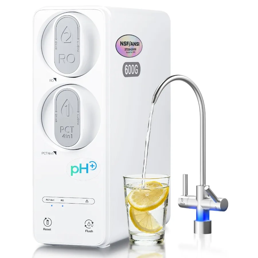 

Система фильтрации воды под раковиной RO 600GPD Березервуарный белый нижний TDS 2,5:1 Чистый соотношение дренажа Светодиодный фильтр-монитор Онлайн-установка