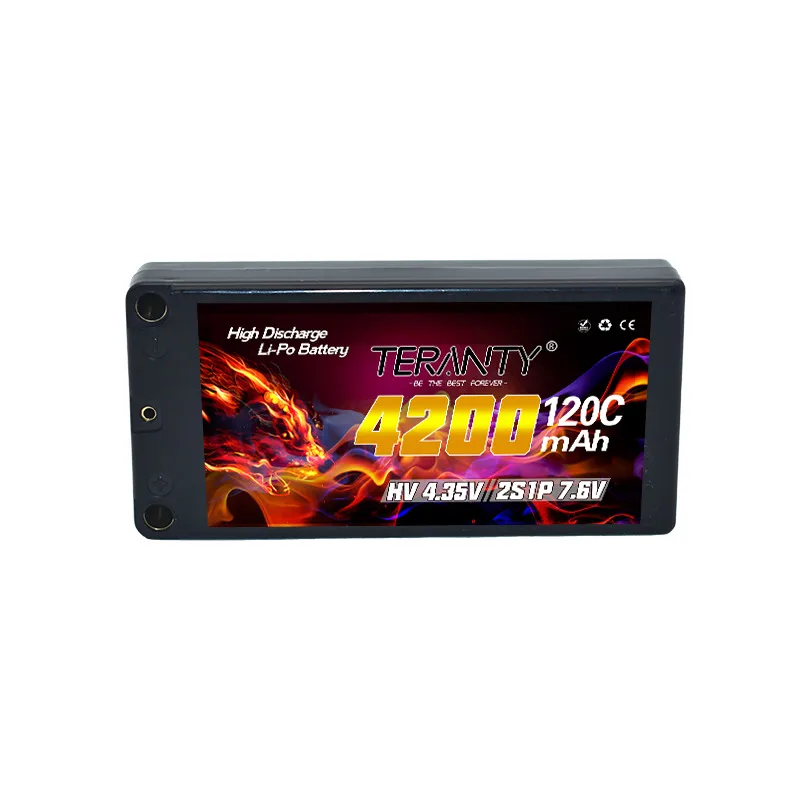 Akumulator Lipo TERANTY 2S 7.6V 4200mAh 120C/240C do zdalnie sterowanego modelu samochodu wyścigowego, czołgu, typu Big Foot, do driftu, z twardą obudową.
