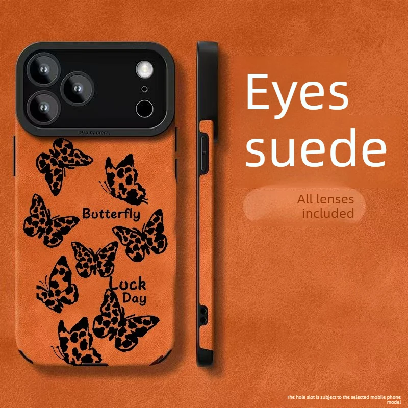 

2026 New Velvet Butterfly Case for iPhone 17PM 16Pro 15 14 Shockproof Soft Cover