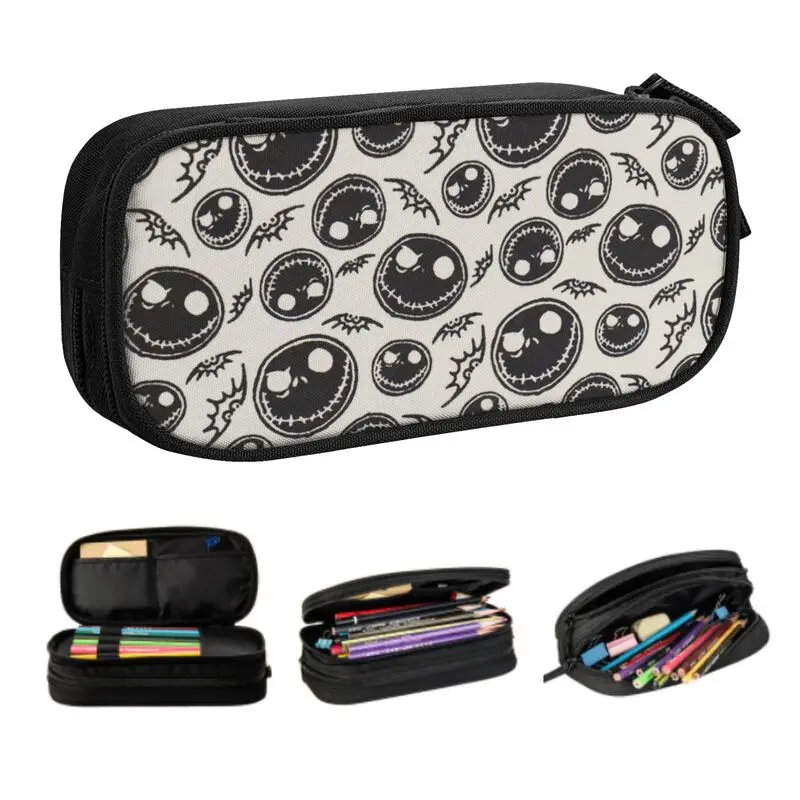 Custom Cute Jack Skellington Pencil Cases Pumpkin King The Nightmare Before Christmas Large Storage Pen Box Bag School Supplies