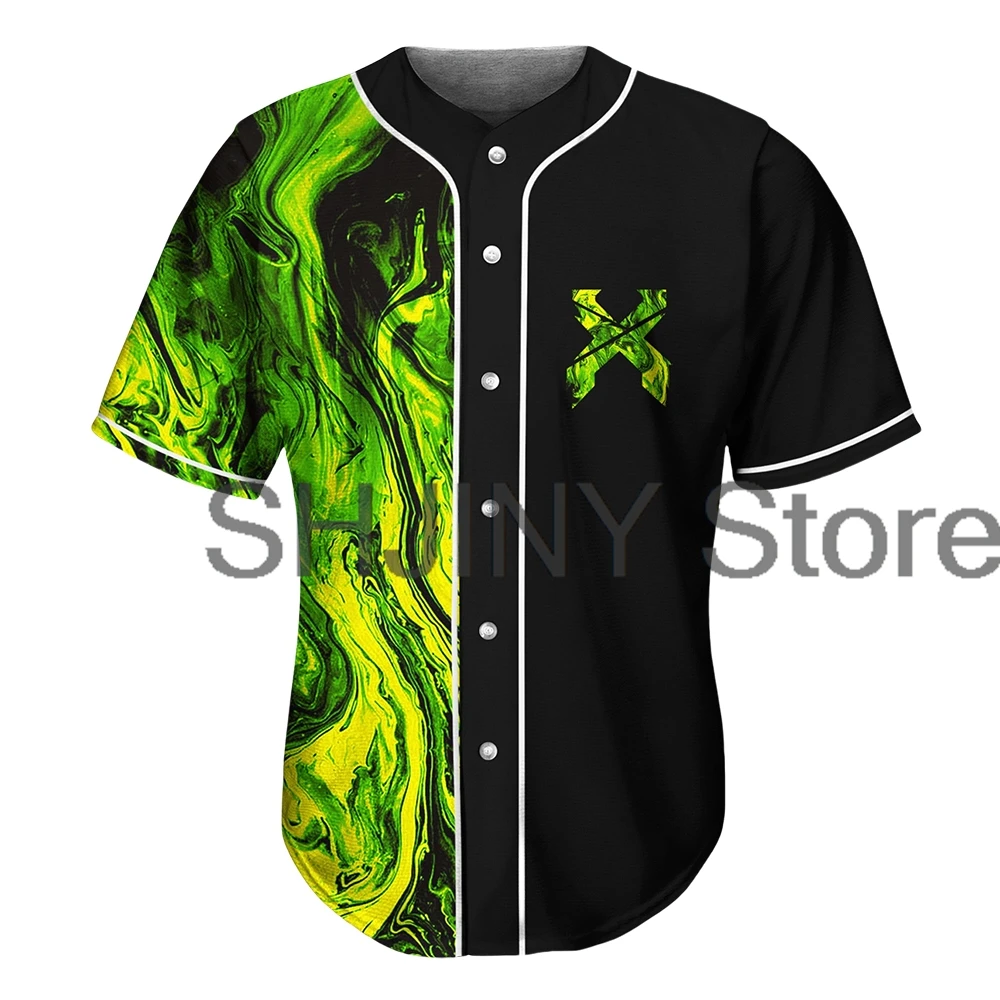 Excision Acid Green Toxic Rave Baseball Jersey EDM Festivals 2024 V-Neck Short Sleeve Shirts Women Men Streetwear Tops