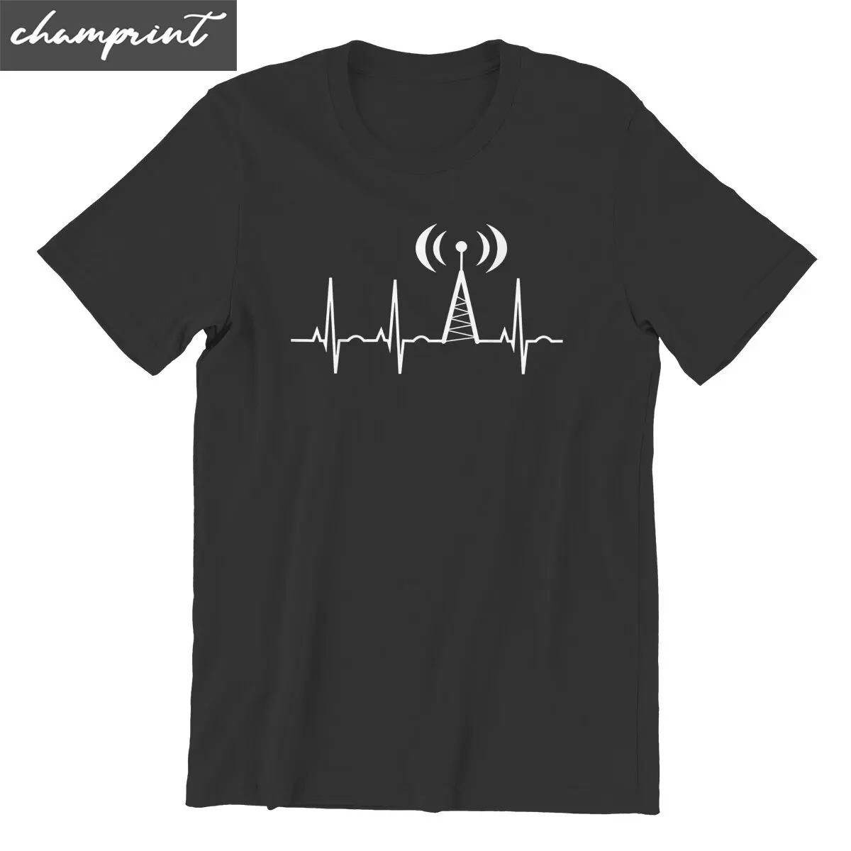 Ham Radio Gifts For Dad Tee Shirt Amateur Operator Heartbeat Men\'s T Shirts Round Collar T-Shirts 100% Cotton Plus Size Clothing