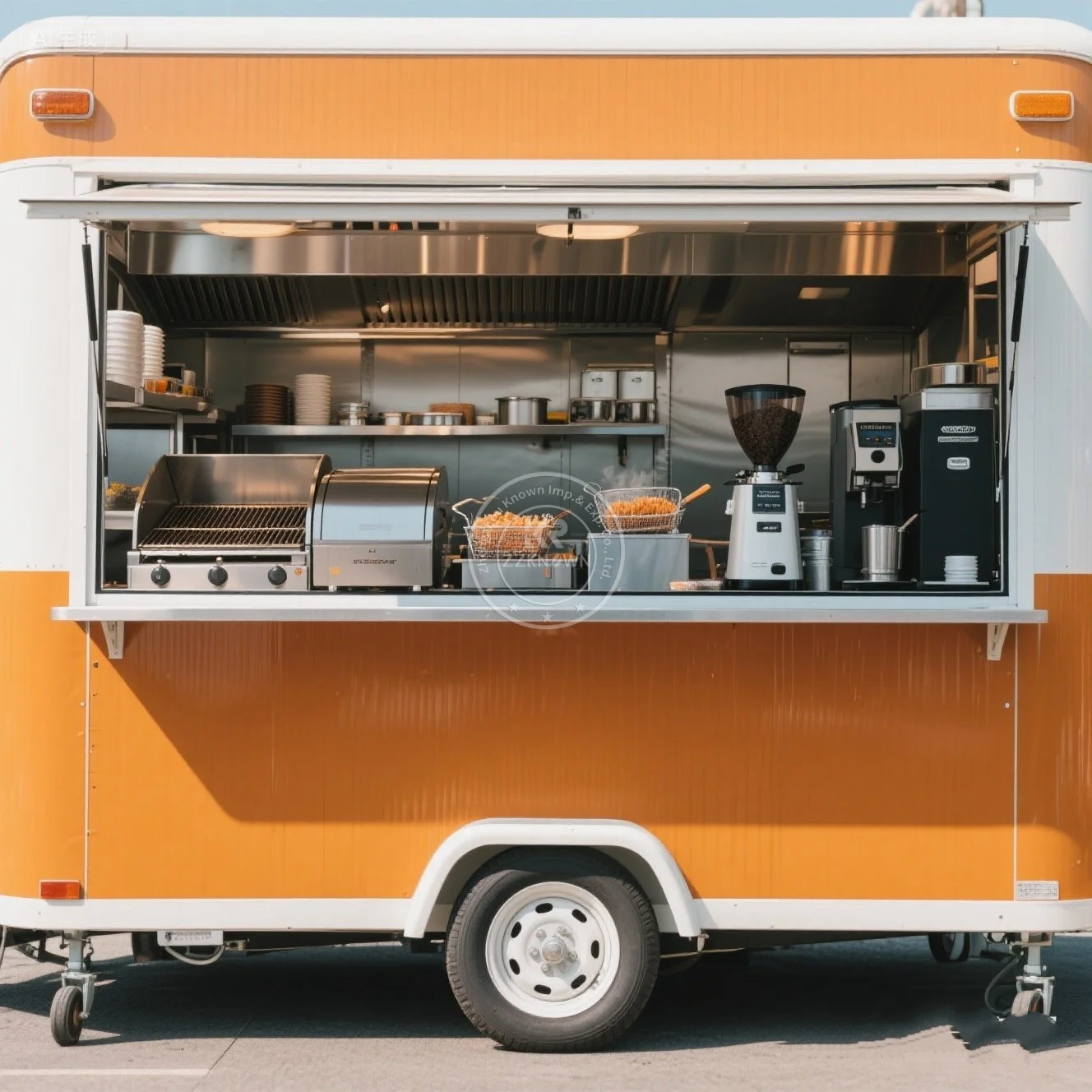 

2025 USA State Food Truck with Full Kitchen Concession Bbq Food Trailer with Porch Fully Equipped Custom Food Truck