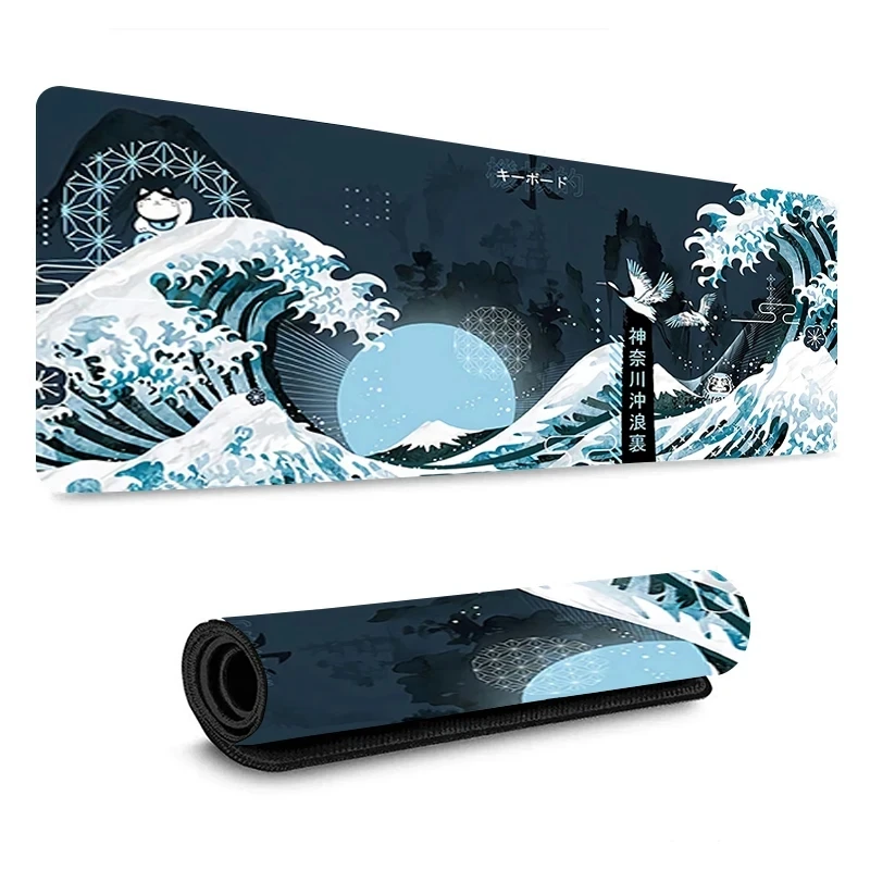 Mousepads Japanese Kanagawa Big Wave Deskmat Rubber Mouse Pad Office Desk Pads Anime Cute Mats Non-slip Gamer Computer Carpets