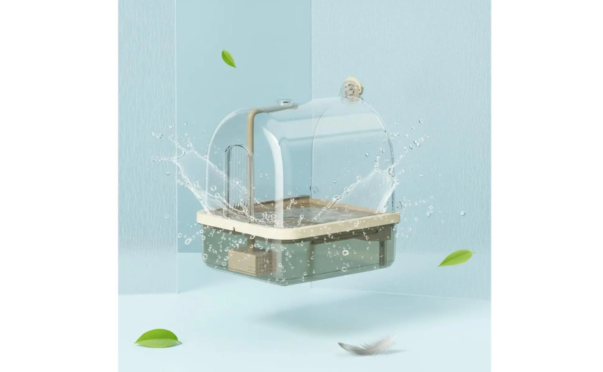 Automatic Bird Bath Wireless Sensor Parrot Bathtub Bird Shower Tub Transparent Cover Pet Supplies Non