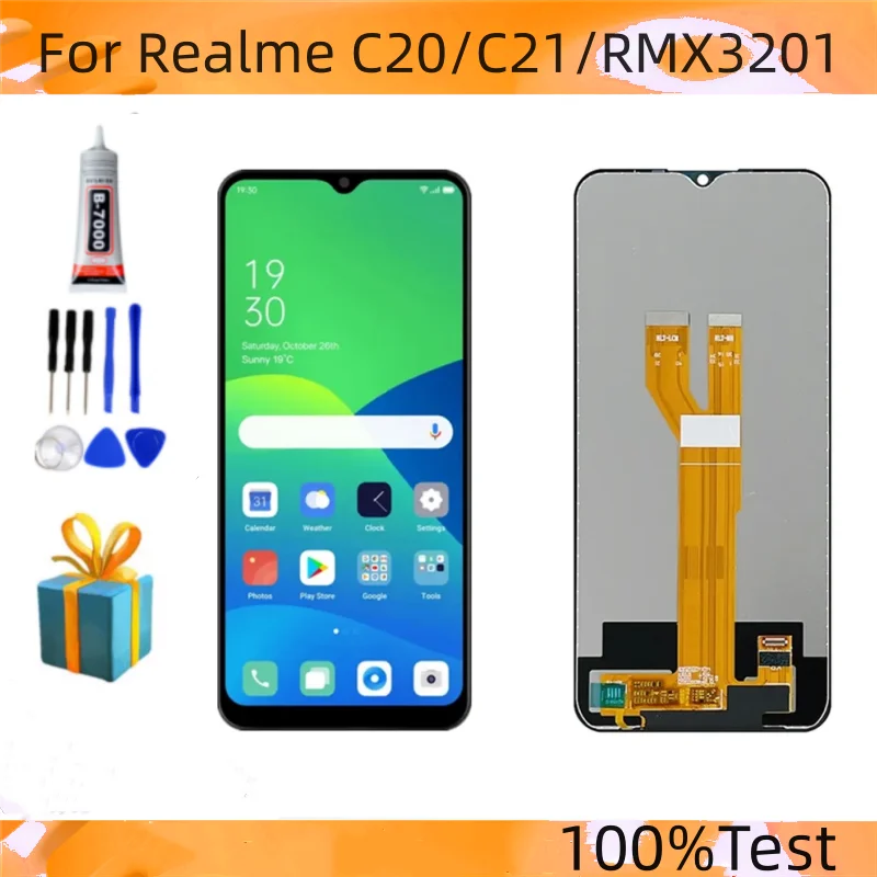 

100% протестированный Оригинальный дисплей на замену 6,5 дюйма для Realme C20 C21 RMX3201 LCD кодирующий преобразователь сенсорного экрана в сборе RMX3063 RMX3061