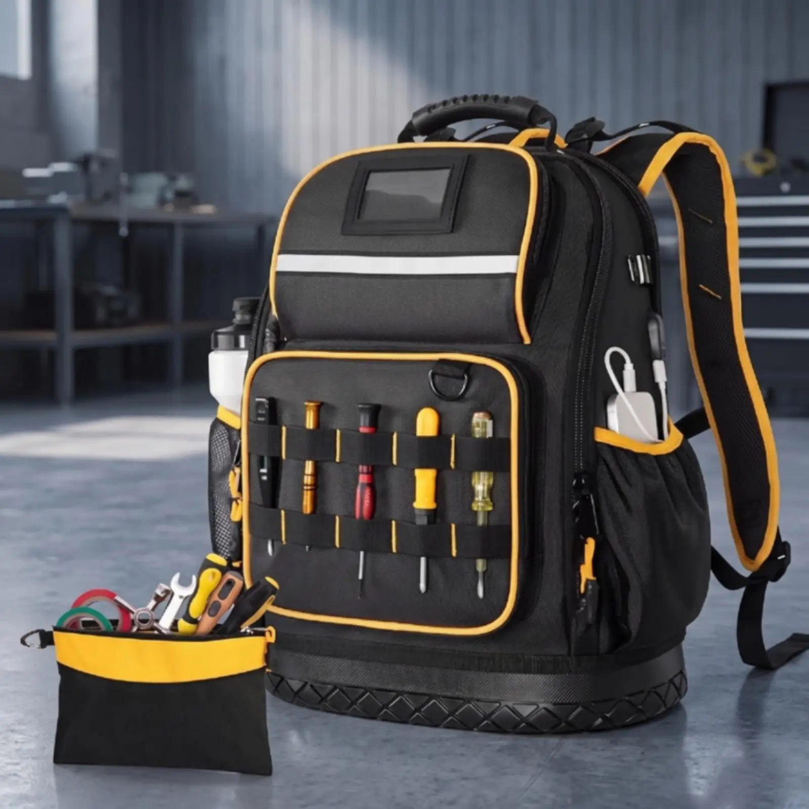 Tool Backpack Durable Bag Rugged for Work Commute, Technicians, Electricians