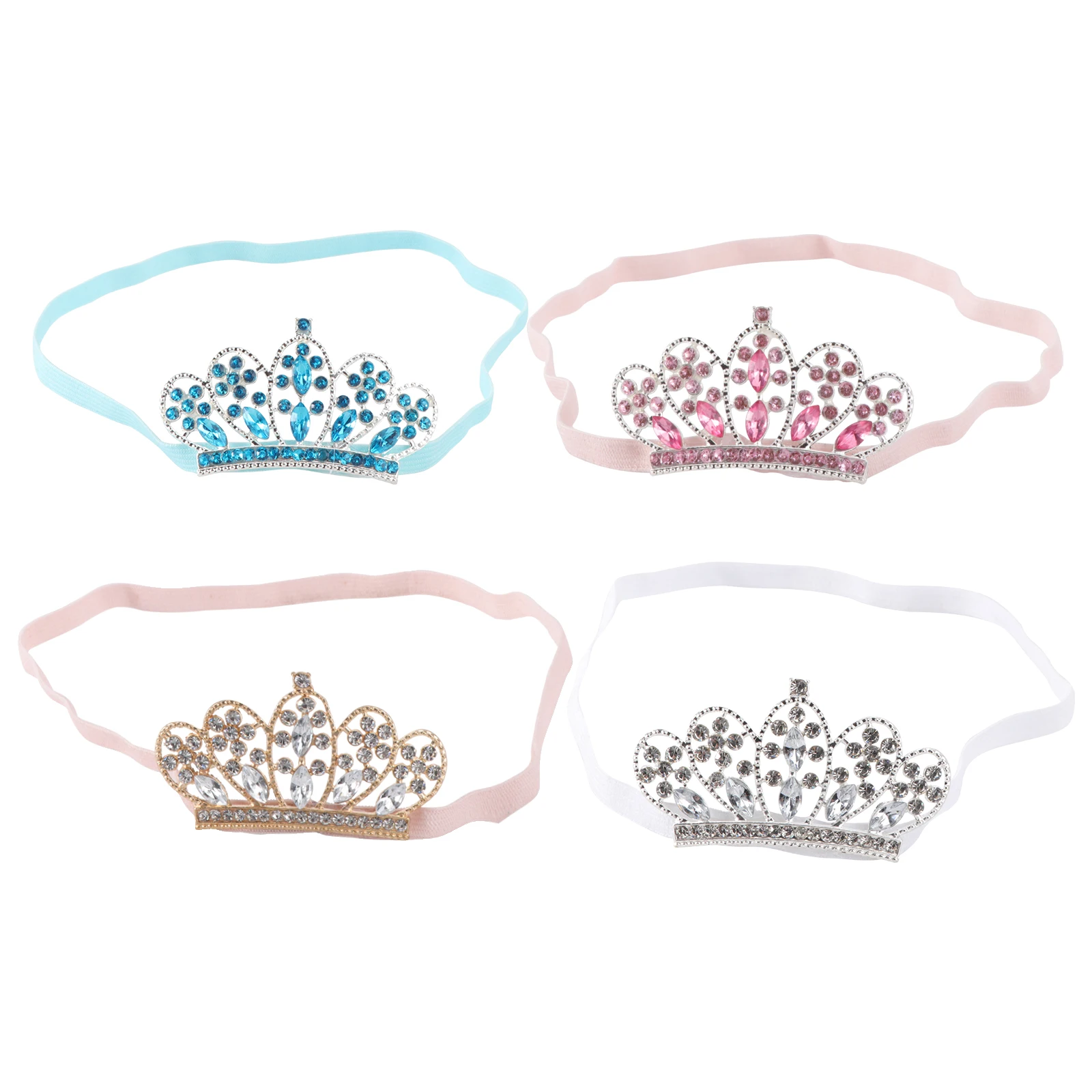 

4Pcs Crown Headb Baby Girl Kids Lightweight Fabric Headdress Water Details Party Accessories Girls Toddler Banquet Birthday