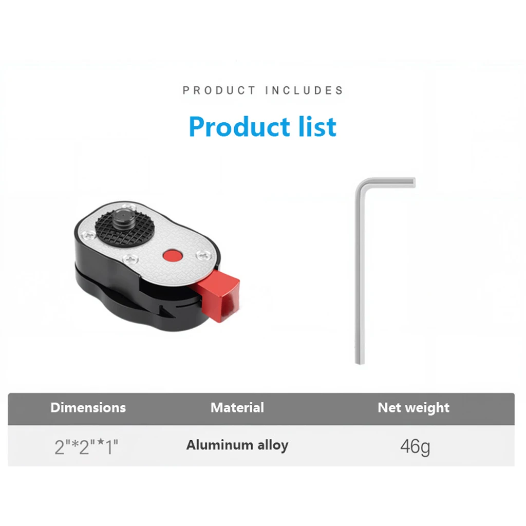 Quick Release Monitor Mount Plate Aluminum Alloy 1/4 Screw Adapter for Camera Cage Microphone LED Light Field Monitor Stabilizer