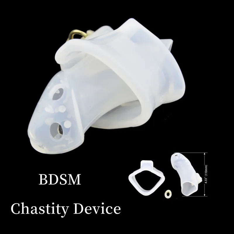 Male Soft Medical Silicone Chastity Lock With Spikes Cock Cage Chastity Device Penis Ring BDSM Bondage Adult Alternative SexToys