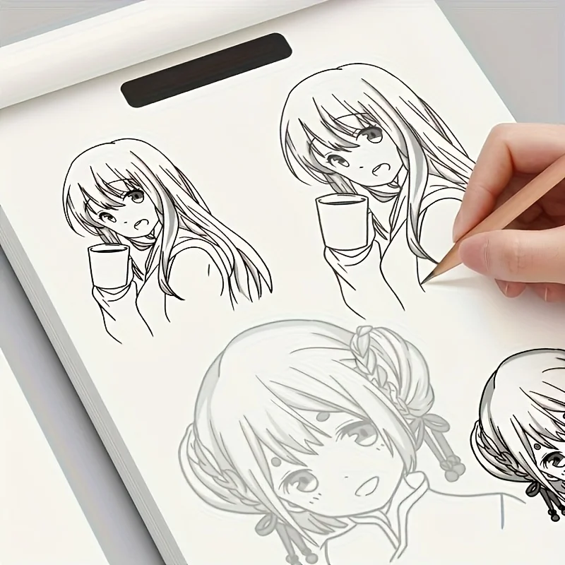 Anime Character Line Art Drawing Book: A Simple Hand-drawing Exercise Book for Beginners - 48 Pages of Outline Patterns