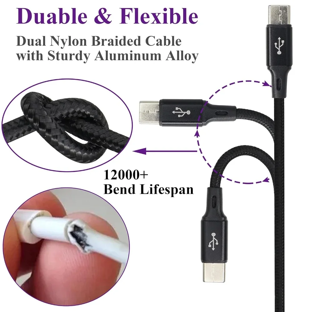 Multi USB Fast Charging Cable,3 in 1 2A Cord Connector with 3 Type C USB Universal Port Adapter
