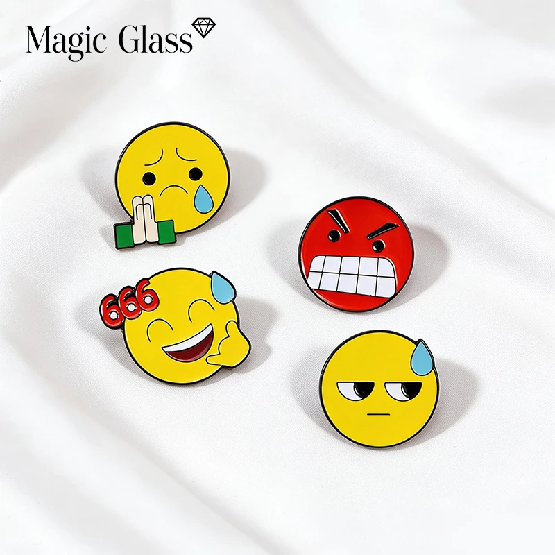 New Cute Smiling Face Expression Cartoon Enamel Brooch Badge Jewelry For Bag Clothing Backpack Party