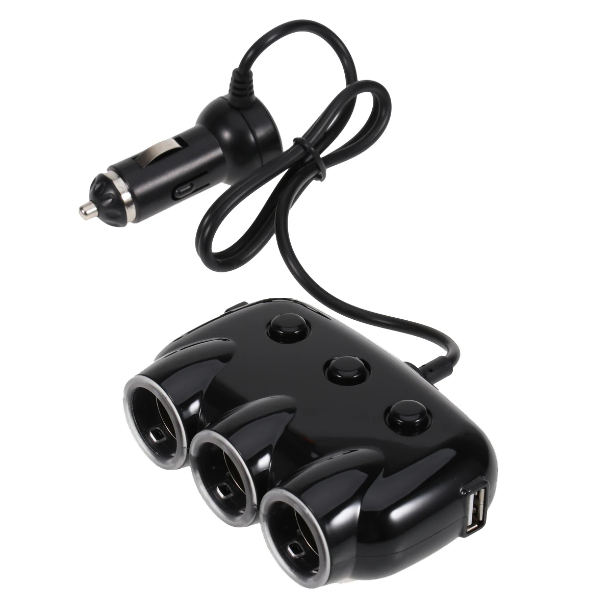 

3.1A Dual Usb Car Adapter 3 Multifunction Cigarette Lighter Sockets 6-30V Dc Outlet Splitter Fast Charging For Gps