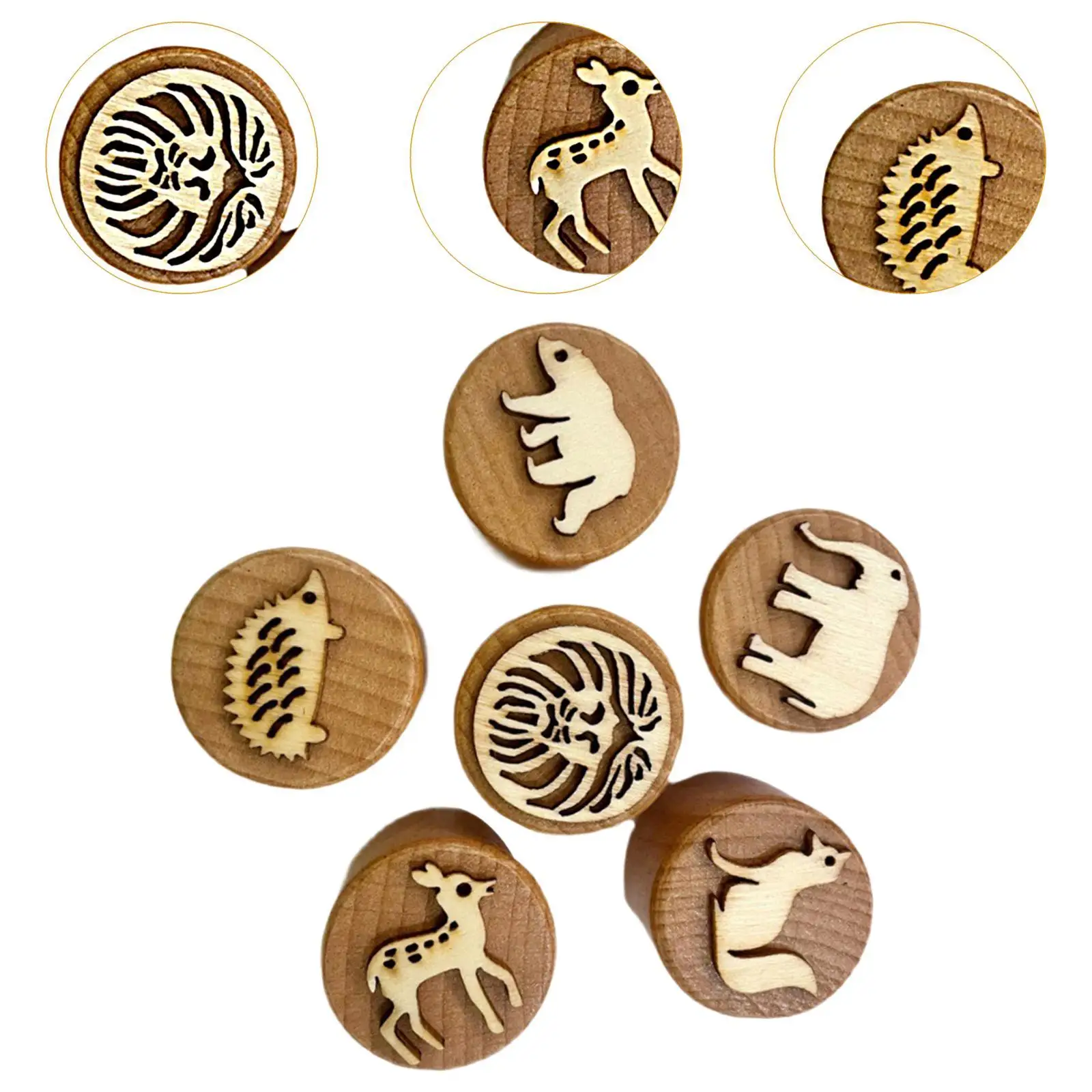 6x Houten Stempels DIY Craft Decoraties Scrapbooking Benodigdheden Cadeau Decoratief voor Kunstproject Montessori Speelgoed Klei Aardewerk Stempels