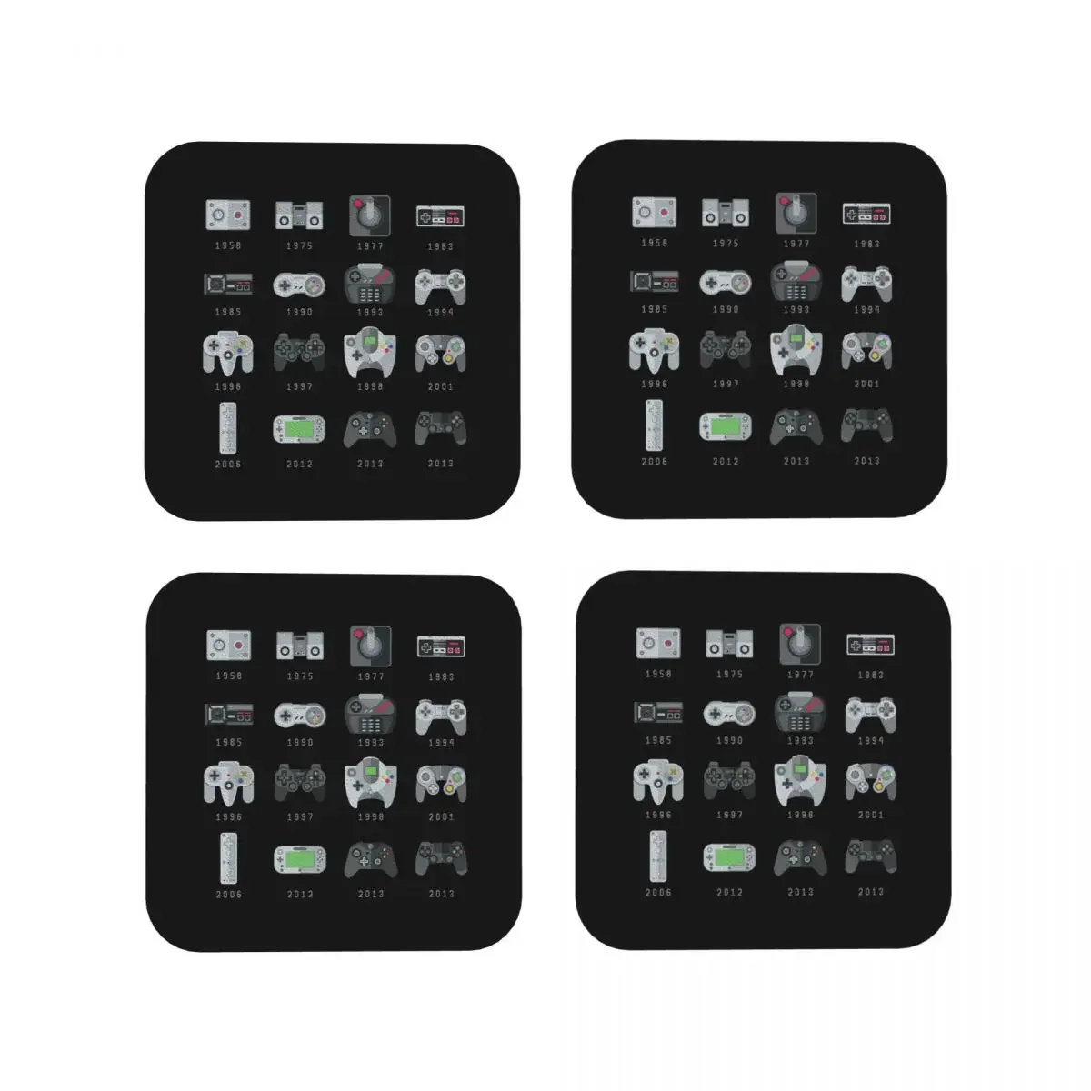 Geek Gaming Controllers Coasters Coffee Mats Set of 4 Placemats Mug Tableware Decoration & Accessories Pads for Home Kitchen Bar